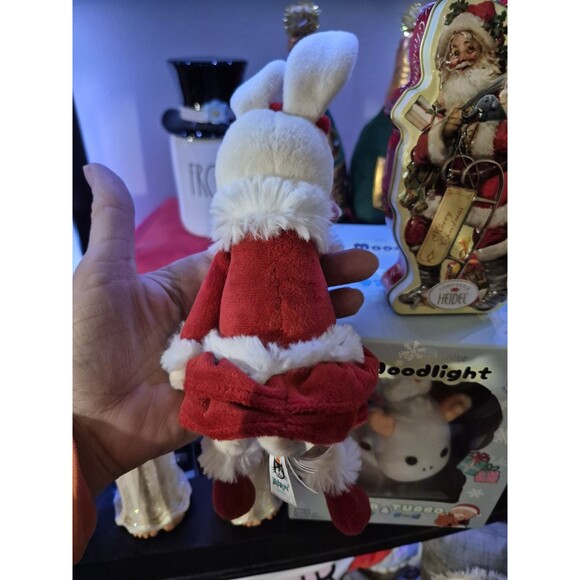 Jellycat London Bitsy Bunny Plush Rabbit Red Christmas Mrs. Claus Velvet Dress - Picture 4 of 6